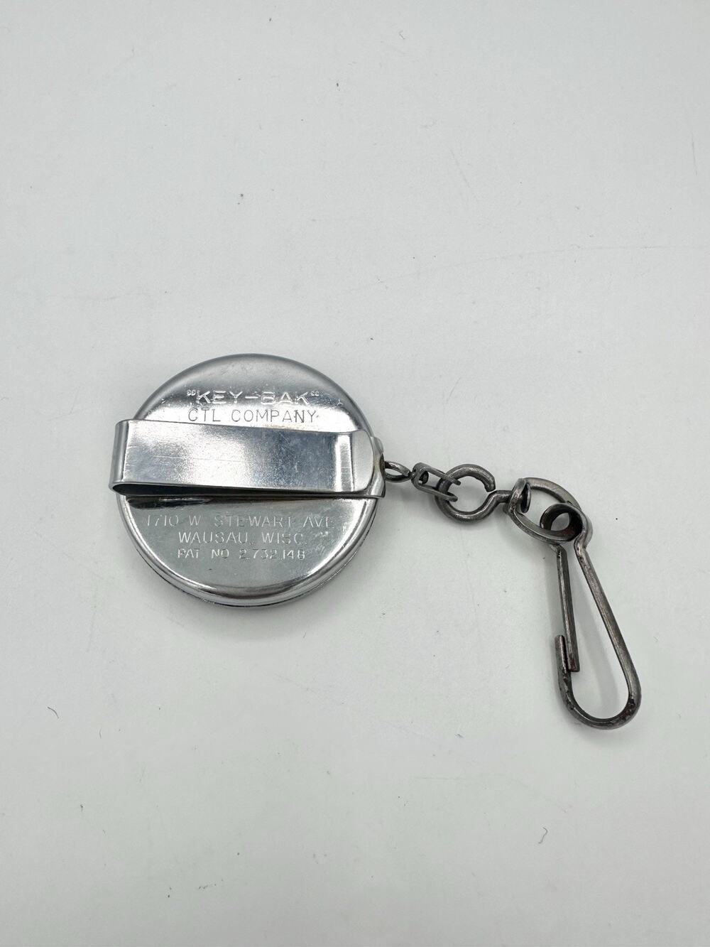 Vintage Original Key-Bak Retractable Metal Keychain Made in the USA Works